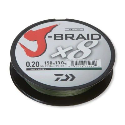 Abbildung von Daiwa J Braid X8 0.20mm 13kg 300m d. green Geflochtene Schnur