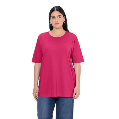 Abbildung von Ulla Popken, Damen, große Größen, Basic Shirt, Rundhals Magentapink 46 48