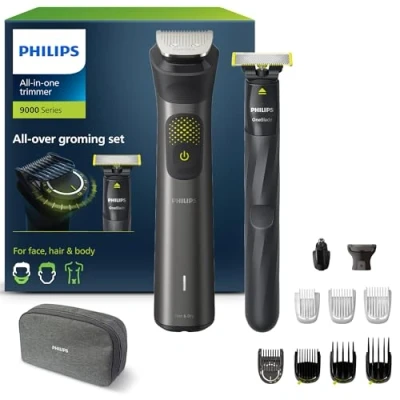 Abbildung von Philips Multigroom Series 9000, 13 in One Barttrimmer und Haarschneider inkl. OneBlade, für Gesicht, Kopf Körper, 27 Längeneinstellungen (0.2 20 mm) (Modell MG9530/15), Black