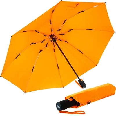Abbildung von iX brella Sturmschirm Voll Fiberglas Taschenschirm groß 106 cm mit farbigen Speichen neon orange