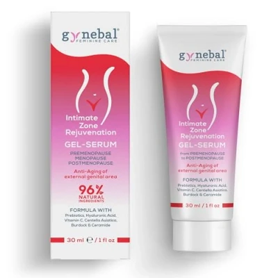Abbildung von 30 ml GYNEBAL Intim Antiaging Feuchtcreme für Wechseljahre und Scheidentrockenheit zur äußerlichen vaginal Anwendung Creme ohne östrogen mit Hyaluron Vit. C Verjüngung des Intimbereich