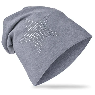 Abbildung von Miobo Kinder Slouch Beanie Mütze,Baumwolle,Strass Stern Grau 48