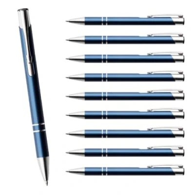 Abbildung von WPRO Kugelschreiber Set Cosima 10 Stück aus Metall Großraum Mine blau ergonomischer Griff, Farbe: dunkelblau
