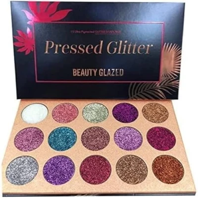 Abbildung von Lidschatten Palette Shimmer Glitter Gepresste Make up Pigment Langlebiger Diamant Glänzend Lose Pulver Kosmetische Schatten (15 Farbe)