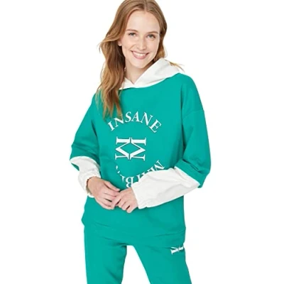 Abbildung von TRENDYOL Damen Kapuze mit Spruch Relaxed Sweatshirt, Grün, XL EU