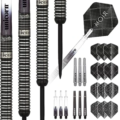 Abbildung von Unicorn Steeltip Dartpfeile Set Gary &#039;The Flying Scotsman&#039; Anderson Noir 90% Tungsten Barrels mit schwarzer Titanbeschichtung 21g