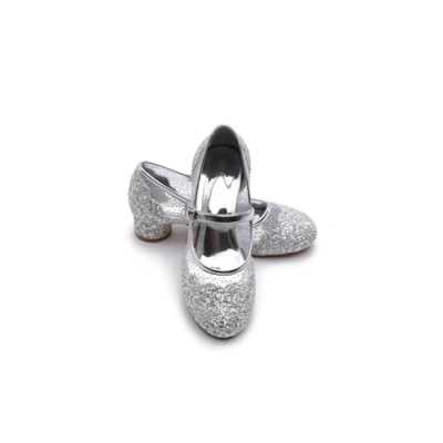 Abbildung von Elsa &amp; ANNA Prinzessin Schuhe Mädchen mit 3 cm hohem Absatz Glitzer für Kleid Partys, Fasching, Karneval (SIL12 SH)
