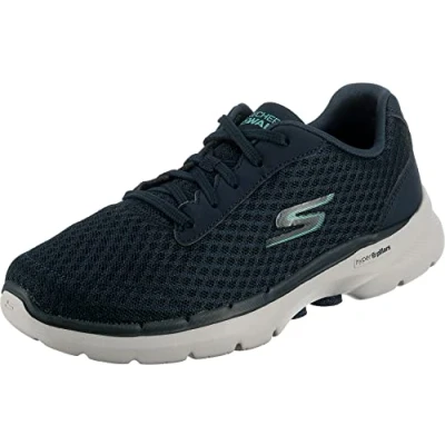 Abbildung von Skechers Damen Go Walk 6 Iconic Vision Sneaker, Navy Textile Turquoise Trim, 38 EU