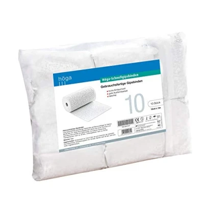 Abbildung von Höga Schnellgipsbinden, gebrauchsfertige Gipsbinden 10 cm x 3 m, á 5x2 Stück im Karton, für alle Arten von Knochenbrüchen ideal zum Basteln und Modellieren (1er Pack)