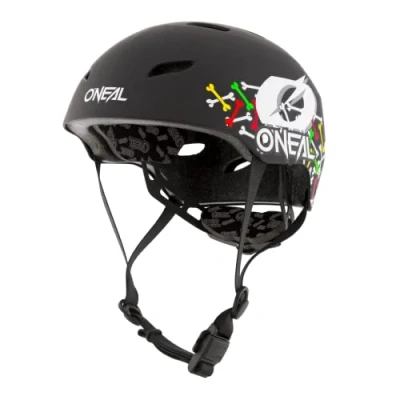Abbildung von O&#039;NEAL Mountainbike Helm Kinder Enduro All Mountain ABS Schale, Fidlock Magnetverschluss, große Ventilationsöffnungen Dirt Lid Helmet Youth Skulls Schwarz Multi Größe L