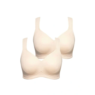 Abbildung von Ulla Popken Grosse GRÖSSEN 2ER PACK, OHNE BÜGEL, Vorgeformte CUPS Tshirt BH, Damen, Größe: 105B, Beige