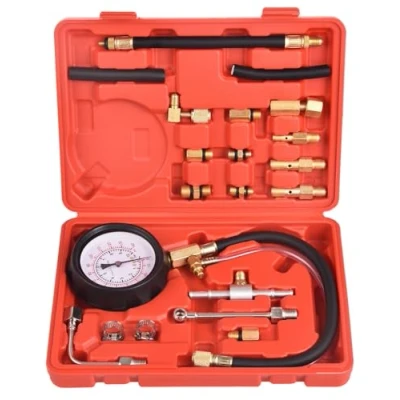 Abbildung von DHA Benzindruck Messgerät, Kraftstoffdruck Messgerät Kraftstoffdruckprüfer, Manometer Benzindruckmesser Benzin Drucktester für Fahrzeuge Auto PKW 0 10 bar/ 140PSI