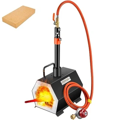Abbildung von VEVOR Gas Schmiedeofen Sechseck, 250 x 215 190 mm Schmiede mit Brenner, Gold, Messing, Bronze, Magnesium, Aluminium, Zinn und Edelstahl, Propan Forge 2 m Gasschlauch