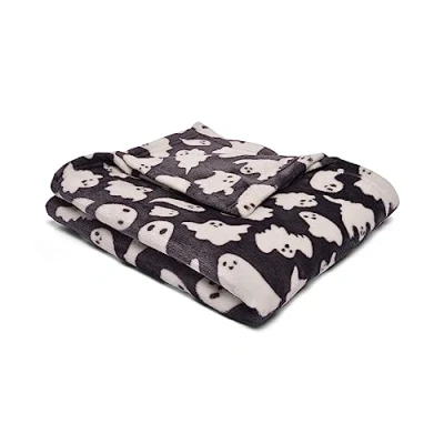 Abbildung von Bedlam Halloween Geister Fleecedecke (120 x 150cm) Superweiche &amp; kuschelige Decke in Schwarz Gruselige Perfekte Kuscheldecke für Sofa, Bett oder als Dekoration