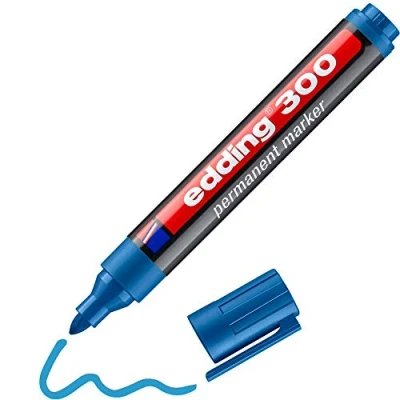 Abbildung von edding 300 Permanentmarker hell blau 1 Stift Rundspitze 1,5 3 mm wasserfest, schnell trocknend wischfest für Karton, Kunststoff, Glas, Holz, Metall, Glas