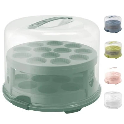 Abbildung von Rotho Fresh Tortenglocke hoch mit Trays, lebensmittelechter Kunststoff (PP) BPA frei, türkis/transparent, (35.5 x 34.5 26.0 cm)