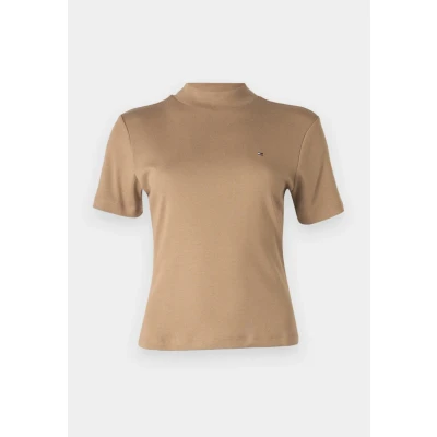 Abbildung von Tommy Hilfiger SLIM CODY CROP MOCK Tshirt basic safari, Damen, Größe: XXL, Safari
