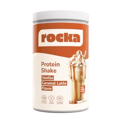 Abbildung von rocka Protein Shake veganes Proteinpulver Pflanzliches Pulver mit 20 g pro Portion Multikomponentenprotein 100% Geschmack No Whey (1000 g, Vanilla Caramel Latte)