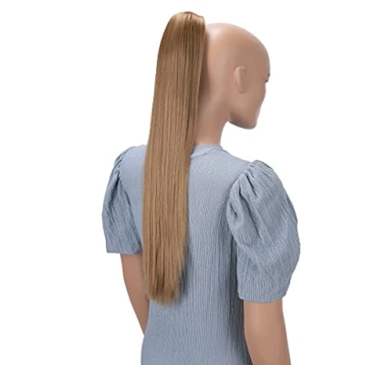 Abbildung von CAISHA 60cm Glatt Pferdeschwanz Mit Butterflyklammer Haarteil Zopf Hitzebeständig Haarverlängerung Dunkelblond H611