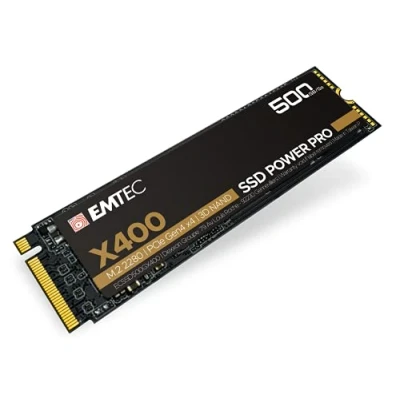 Abbildung von Emtec ECSSD500GX400 Interne SSD M.2 2280 NVMe PCIe Gen4x4 Kollektion X400 Power Pro 500 GB, 3D NAND ideal für Gaming, Videospiele, Intensive Arbeitsladung.
