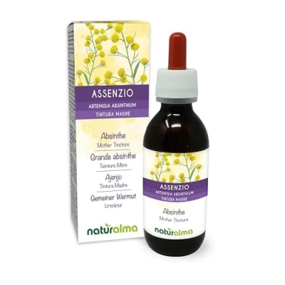 Abbildung von Gemeiner Wermut (Artemisia absinthium) Kraut mit Blüten Alkoholfreier Urtinktur Naturalma Flüssig Extrakt Tropfen 120 ml Nahrungsergänzungsmittel Veganer