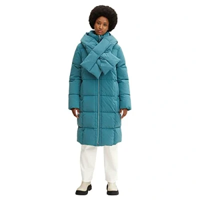 Abbildung von TOM TAILOR Damen Puffermantel mit Schaldetail 1032497, 13222 Pastel Teal, XL