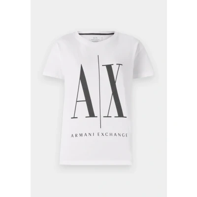 Abbildung von Armani Exchange Tshirt print, Damen, Größe: Large, White/black