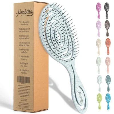 Abbildung von Ninabella Haarbürste ohne Ziepen für Damen,Herren &amp; Kinder Entwirrbürste Locken,lange nasse Haare Nachhaltige Detangler Bürste mit Spiralfeder aus recyceltem Material Hair Brush Light Blue