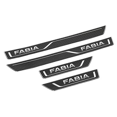 Abbildung von Skoda 6V0071310A Einstiegsleisten Carbon Optik 4x Leisten vorn+hinten Zierstreifen mit FABIA Schriftzug