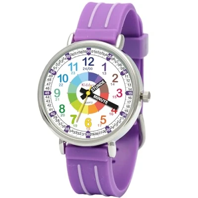 Abbildung von Kiddus Lernuhr für Kinder, Jungen und Mädchen, Analog Kinderuhr, erste Kinderarmbanduhr ab 5 Jahre, Stunde Minute beschriftet