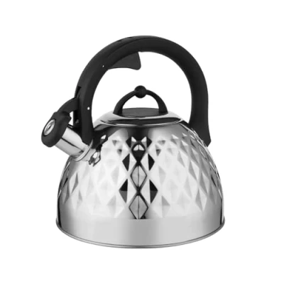 Abbildung von FLORINA Wasserkessel (2,5 l) Edelstahl Teekessel FENNY MIRROR Flötenkessel mit Bakelitgriff Kratzfester Wasserkocher für Induktionsherd, Gasherd und Elektroherd Farbe: Silber