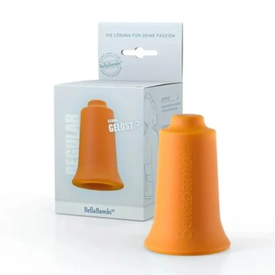 Abbildung von BellaBambi® original Schröpfglas hautverträgliche Schröpf Cups zur vielseitigen Faszien Massage Cupping für Beauty, Wellness, Sport oder Therapie Made in Germany Intensität Regular Orange