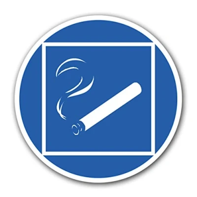 Abbildung von 10 Stück Rauchen erlaubt gestattet Aufkleber Ø 9,5cm Sticker Smoking Area Gebotszeichen mit UV Schutz für Außenbereich Innenbereich