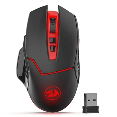 Abbildung von Redragon M690 1 Kabellose Gaming Maus mit DPI Schaltung, 2 Seitentasten, 2400 DPI, ergonomisches Design, 8 Tasten, Schwarz