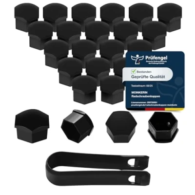 Abbildung von moinkerin 20 Stücke Radschraubenkappen 17mm Radschrauben Radmuttern Radbolzen Kappen für Auto Muttern Nicht Geeignet Q7 (Schwarz, 17mm)