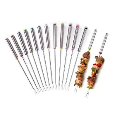 Abbildung von AMACOAM Fonduegabeln Edelstahl Käsefondue Gabeln Spülmaschinenfest Fondue 24 cm Spieße Gabel mit Hitzebeständigem Griff für Käse Fleisch Obst Schokolade Springbrunnen Käsegabeln 12 Stück