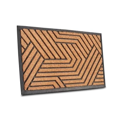 Abbildung von Hanse Home Fußmatte Kokos und Gummi für Innen Außen Outdoor Schmutzfangmatte Natur, Kokosmatte Streifen Labyrinth, Wetterfest Rutschfest Flur, Terrasse, Eingangsbereich 45x75cm