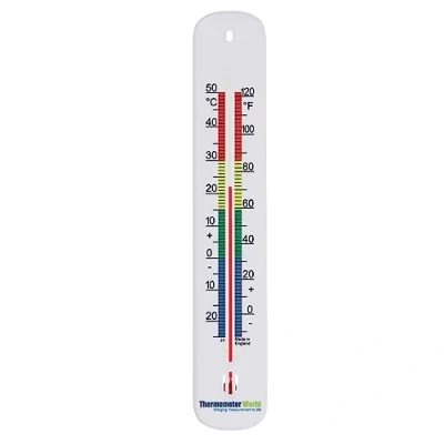 Abbildung von Raumthermometer Analog Temperaturmessgerät für den Innenbereich Zuhause, Büro, Garten oder Gewächshaus, Innen und Außentemperatur Thermometer, Wandmontage, 215 mm