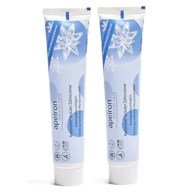 Abbildung von APEIRON Auromere Kräuter Zahncreme, Bei Homöopathie (2 X 75 Ml), Minze Geschmack, Bio Zahnpasta, Vegan, Fluoridfrei, Homöopathieverträglich, Naturkosmetik
