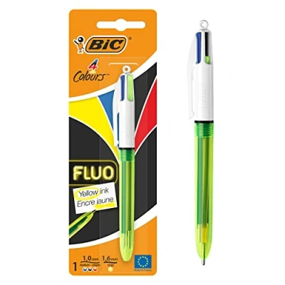Abbildung von BIC 4 Farben Kugelschreiber Colours Fluo, mit Highlight Funktion, 1er Pack, Ideal für das Büro, Home Office oder die Schule