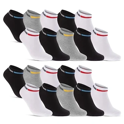 Abbildung von 8 12 20 Paar Sneaker Socken Herren Mehrfarbig Baumwolle 16730 (20 47 50)