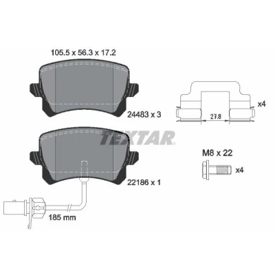 Abbildung von TEXTAR 2448307 Bremsbelagsatz mit integriertem Verschleißwarnkontakt Bremssattelschrauben Zubehör AUDI: Q3
