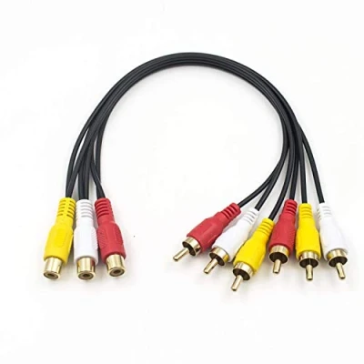 Abbildung von Duttek Cinch Splitter kabel, 3 Stecker auf 6 Buchsen, Y Splitter, Verlängerungs Audio/Video AV Adapter 30 cm (3 RCA F M)