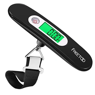 Abbildung von FREETOO Gepäckwaage Tragbare Digitale Kofferwaage LCD Anzeige mit Hintergrundbeleuchtung Tara Funktion Praktisch für Reisen/Familienleben bis 50KG (Schwarz)
