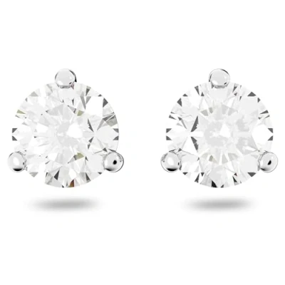 Abbildung von Swarovski Solitaire Ohrstecker, Rundschliff, Weiß, Rhodiniert