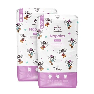 Abbildung von Amazon Marke: Mama Bear Disney Ultra Dry Windeln Größe 5 (10 16 kg) MONATSBOX, Weiß, 152 Stück (2 Packungen mit 76)