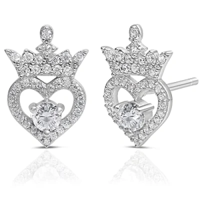 Abbildung von Disney Prinzessin Tiara Ohrstecker Sterlingsilber Zirkonia Geburtsstein, Sterling Silber,