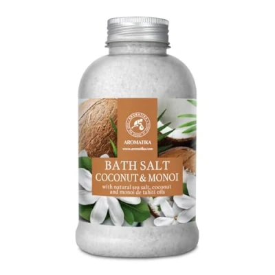 Abbildung von Badesalz Kokos Monoi 600g mit de Tahiti und Kokosnuss Öl Naturreinem Meersalz Aromatherapie Badewanne Körperpflege Entspannung