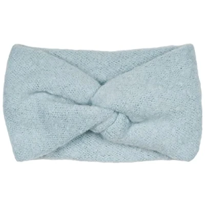 Abbildung von styleBREAKER Damen Feinstrick Stirnband mit weicher Oberfläche und Twist Knoten Detail, warmes Winter Haarband, Headband 04026043, Farbe:Hellblau