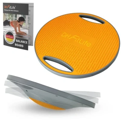 Abbildung von DH FitLife Balance Board, Wackelbrett, Pad mit Griffen, extra groß Ø 42cm, max. 200 KG, Gleichgewichtstrainer, Fitness Board Erwachsene &amp; Kinder, inkl. Anleitung